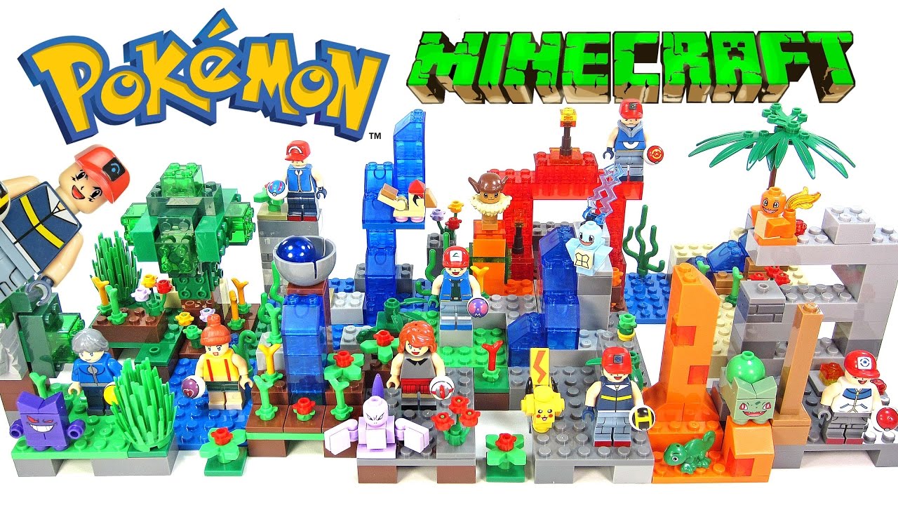 Pokémon Minecraft Ash Pikachu Charmander Mewtwo Squirtle Bulbasaur & Gengar Unofficial LEGO Set