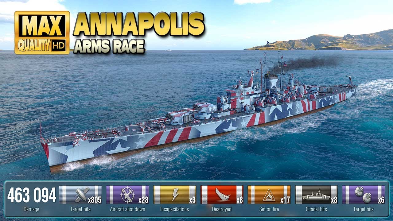 Cruiser Annapolis: +460000 damage game - World of Warships