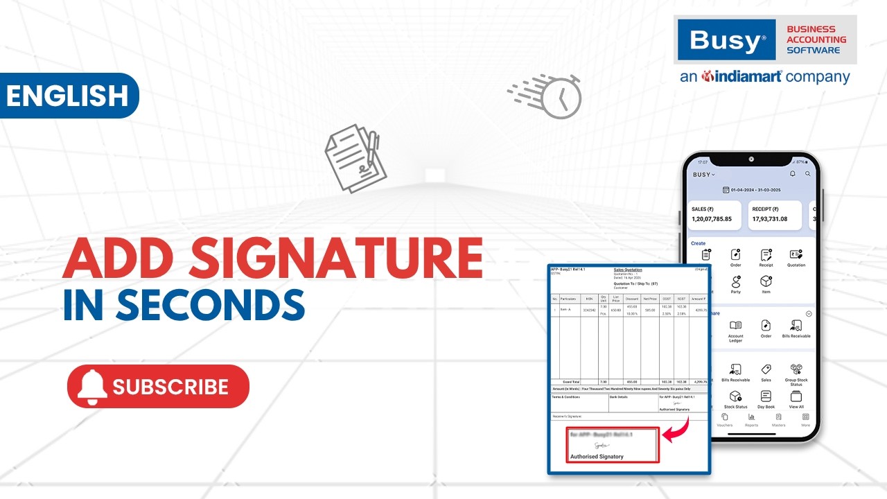 Создавайте профессиональные счета-фактуры с помощью Signature | Мобильное приложение BUSY | Англи...