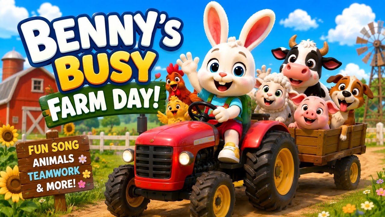 🐰 Benny's Busy Farm Day! 🚜🐄 | Fun Farm Song for Kids | HopSpark Kids