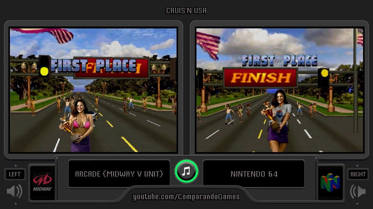 Cruis'n USA (Arcade vs Nintendo 64) Side by Side Comparison