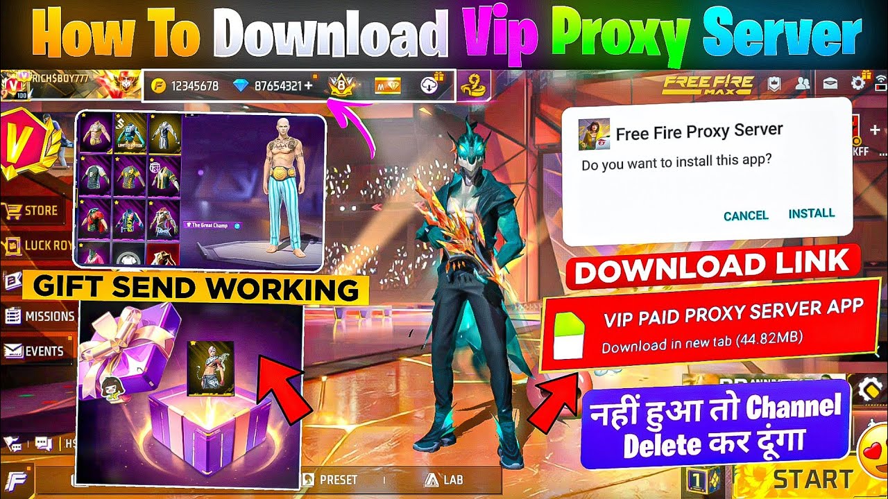HOW TO DOWNLOAD PROXY SERVER IN FREE FIRE, HOW TO USE PROXY SERVER IN FREE FIRE, VIP PROXY SERVER