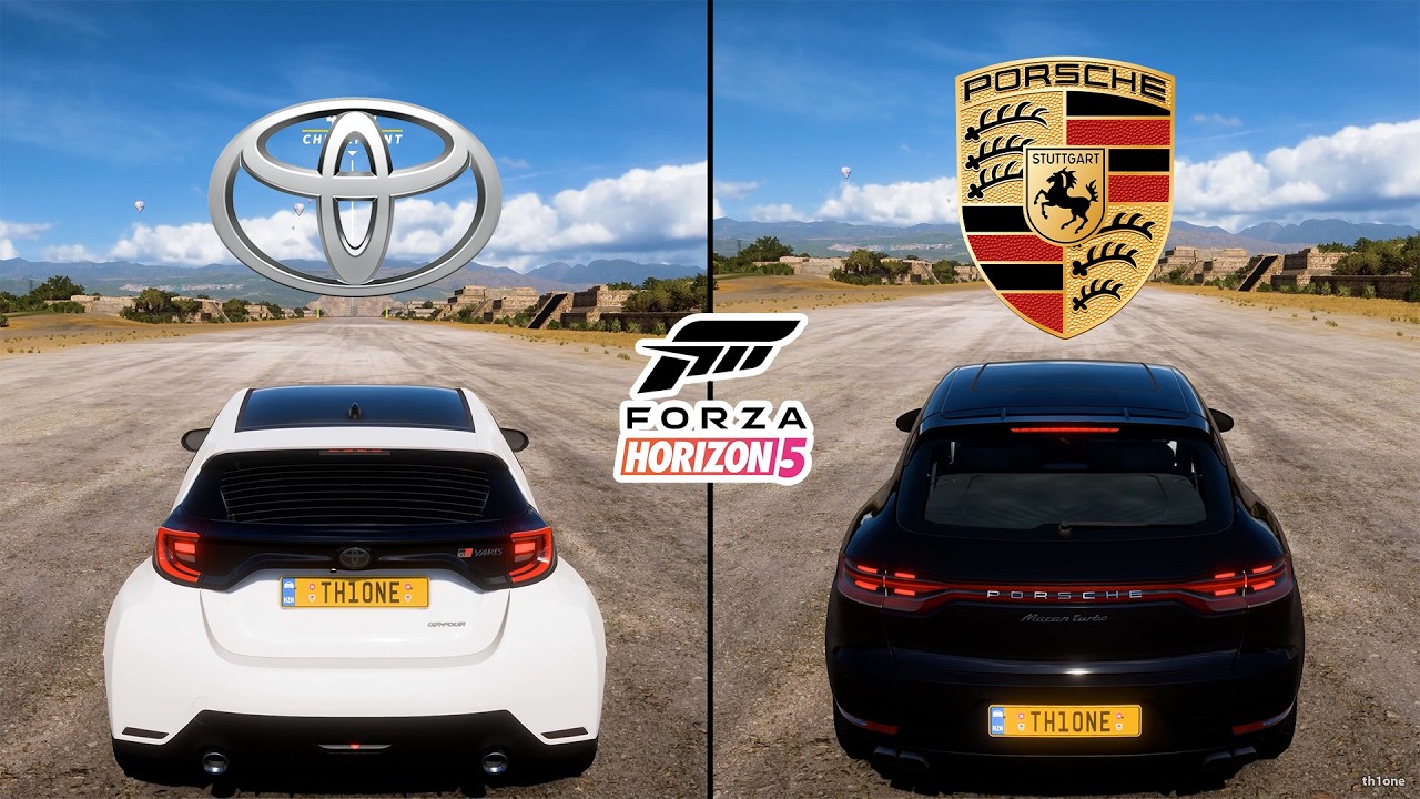 Forza Horizon 5 | Toyota GR Yaris 2021 vs. Porsche Macan Turbo 2019 Performance and Sound Comparison