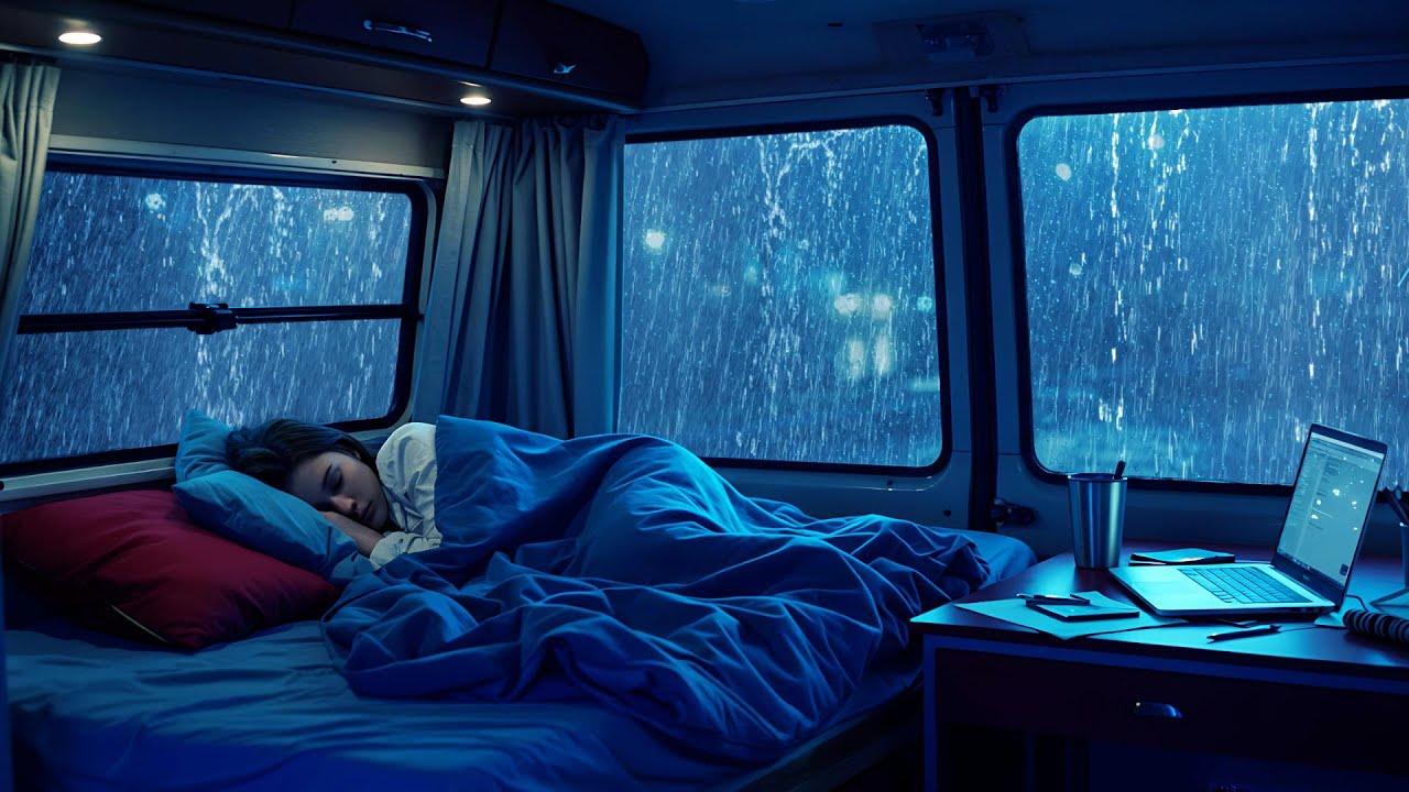 Rain Sounds for Sleeping ⚡ Sound Rain & Thunder on Cozy Car for Sleep Quickly, Improve Sleep Quality