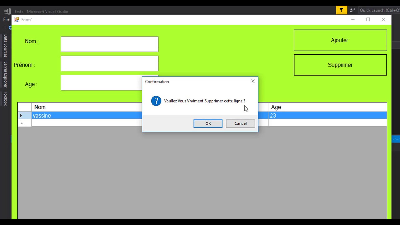 2 - Bouton Supprimer (DataGridView c#) / Delete button (Csharp) - DARIJA