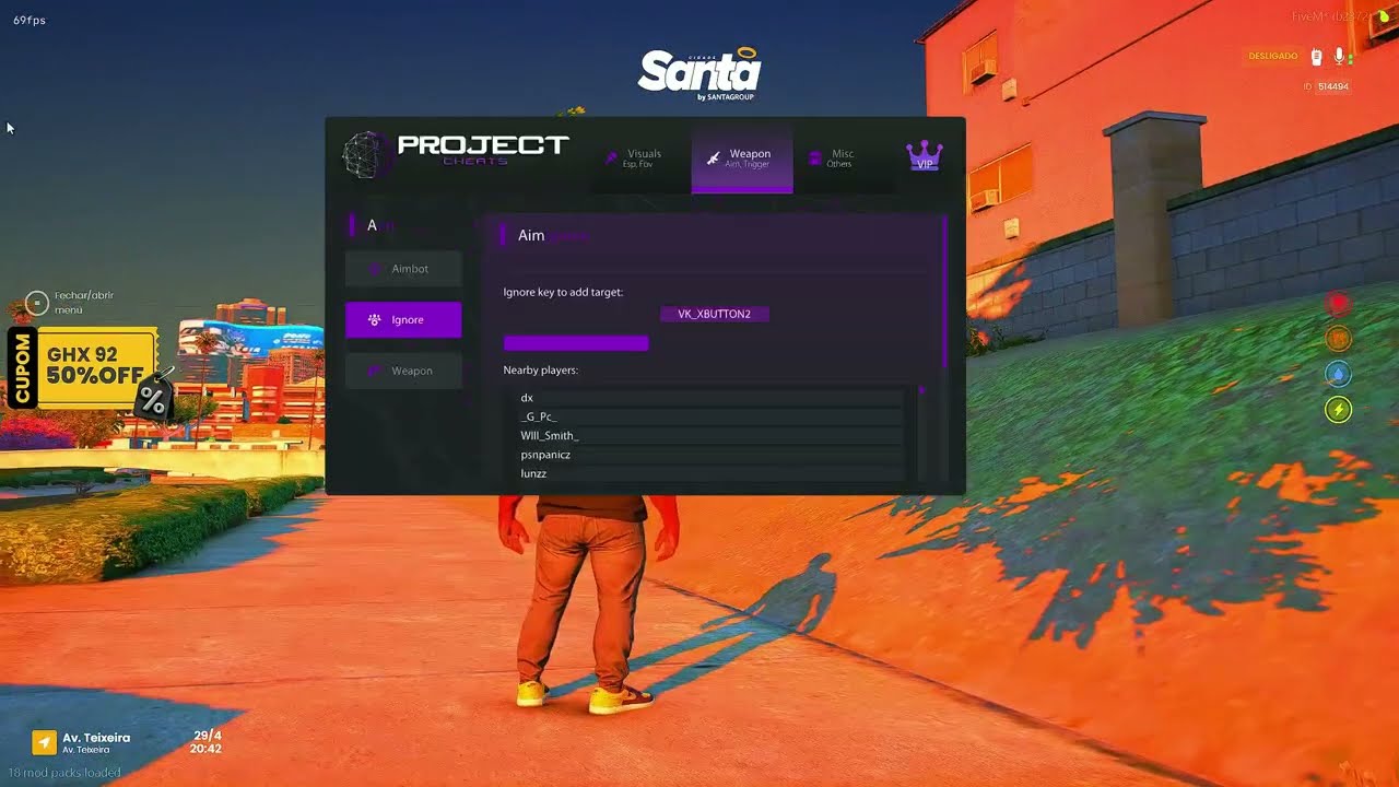 MOD MENU PARA FIVEM GTA RP PROJECT CHEAT - MELHOR MOD MENU DE AIMBOT, WALL HACK E VARIAS OPIÇÕES