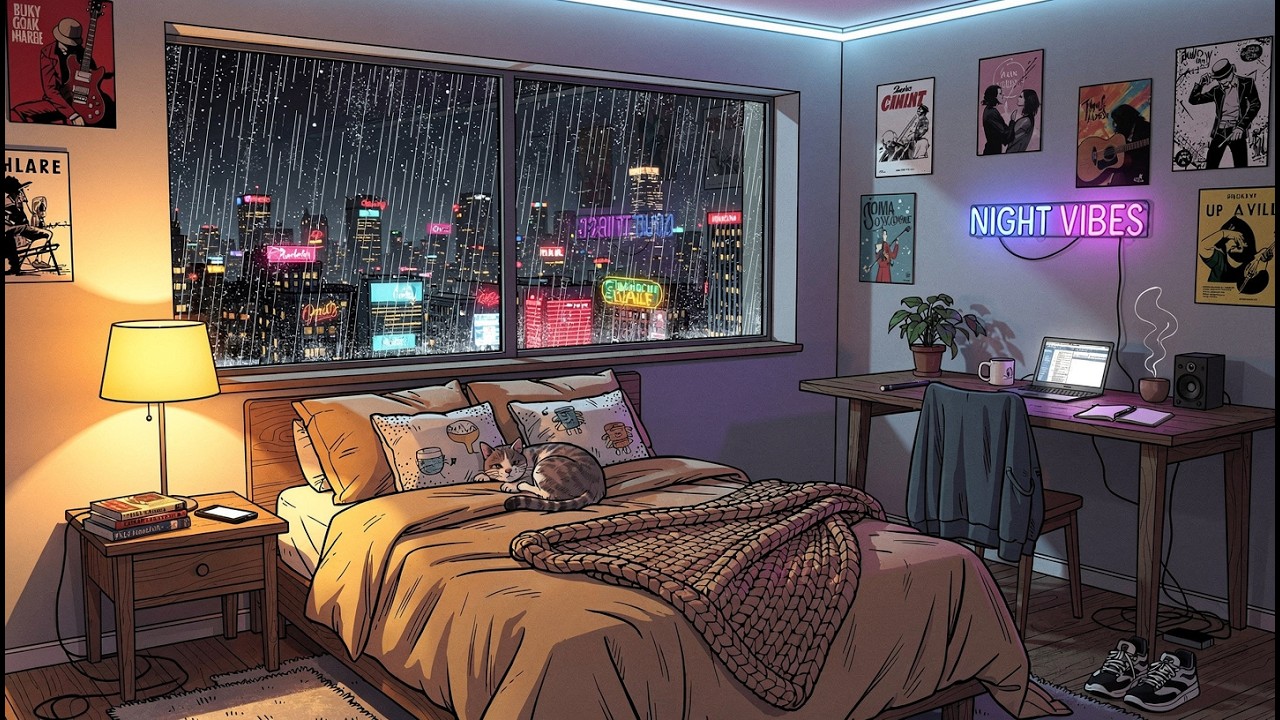 👉 Rainy Night Room 🌧 Deep Sleep Sounds • 1 Hour Relaxing Rain Ambience