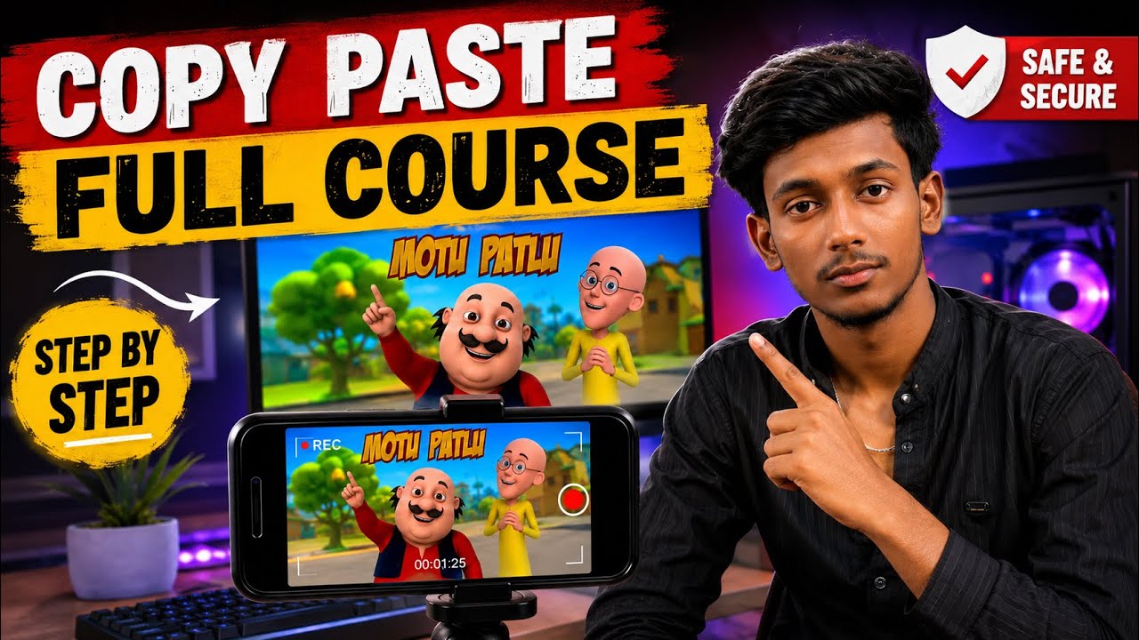 Copy Paste Work Full Course | Mobile Se Cartoon Video Record Karke Earning Kaise Kare | Step by Step
