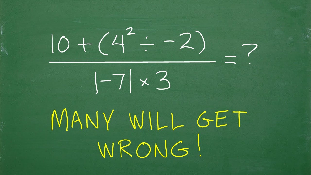 10 plus (4 squared divided by negative 2) divided by (absolute value of negative 7) times 3 = ?