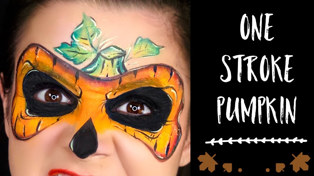 PUMPKIN Mask ONE STROKE Face Paint Tutorial
