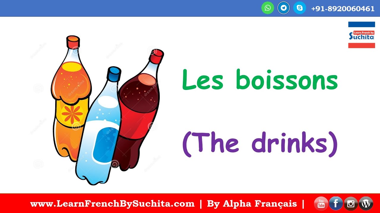 Learn French Vocabulary - Les boissons (The drinks) | By Suchita | For classes - +91-8920060461