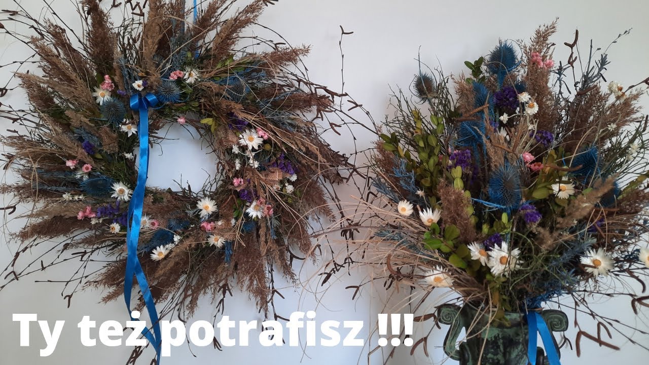 Wiosenny wianek i bukiet  z natury/ wianek i bukiet z suszu/ozdoby z suszu
