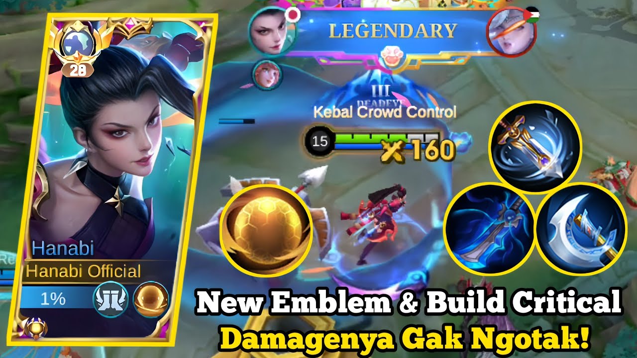 HANABI NEW EMBLEM & BUILD CRITICAL DAMAGENYA GAK NGOTAK! TOP GLOBAL HANABI - MLBB
