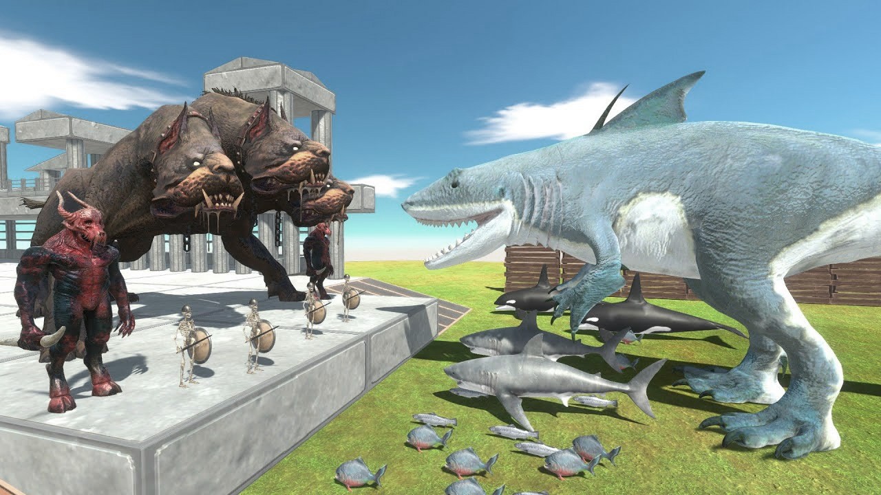 King Shark War | King Shark VS Three-Headed Dog + Infernals | Animal Revolt Battle
