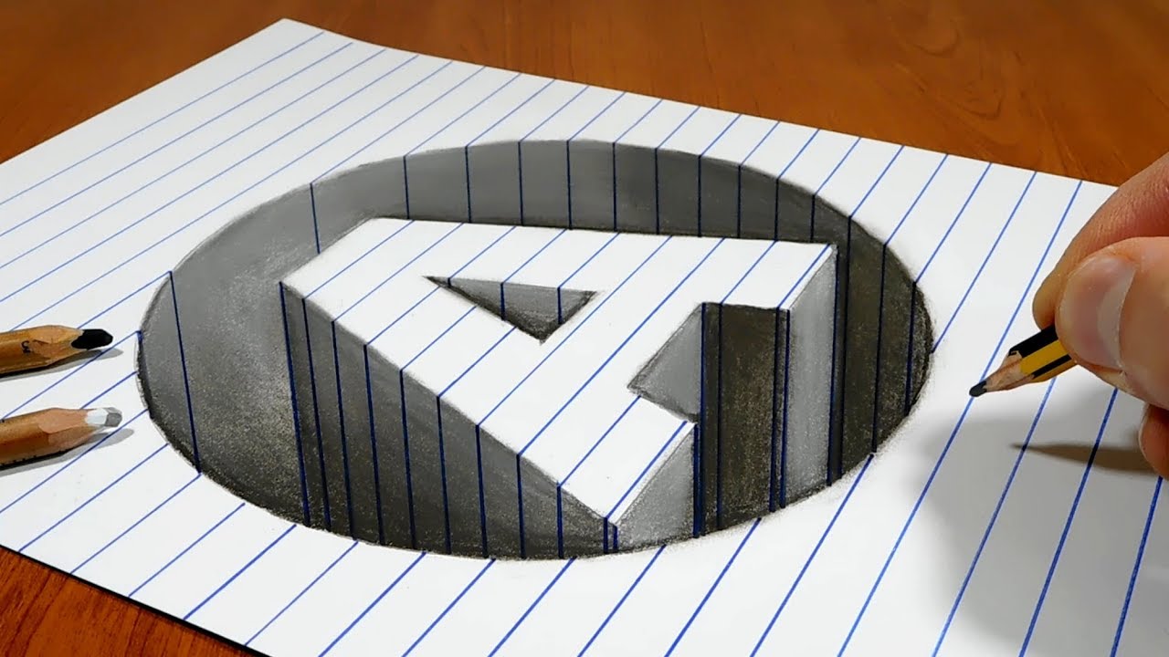 3D Trick Art on Paper, Hole Letter A