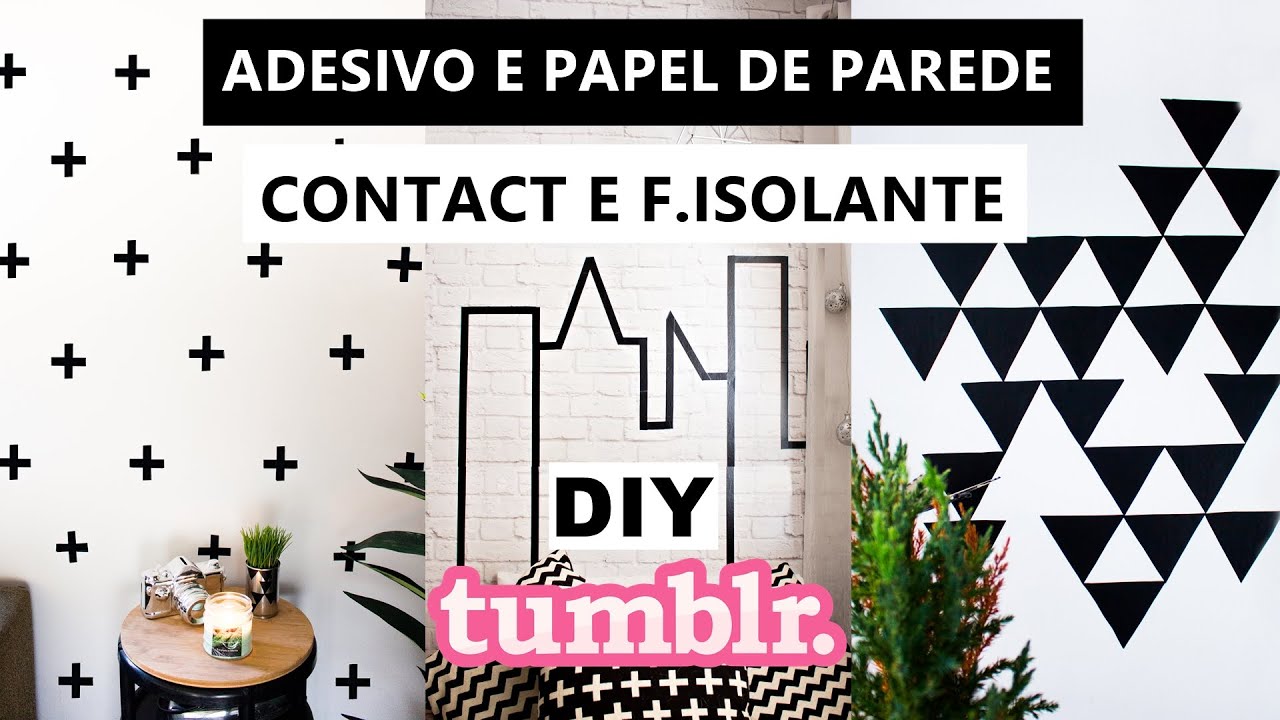 3 DIY Decoração de parede com fita isolante e contact - Decoração de quarto Tumblr