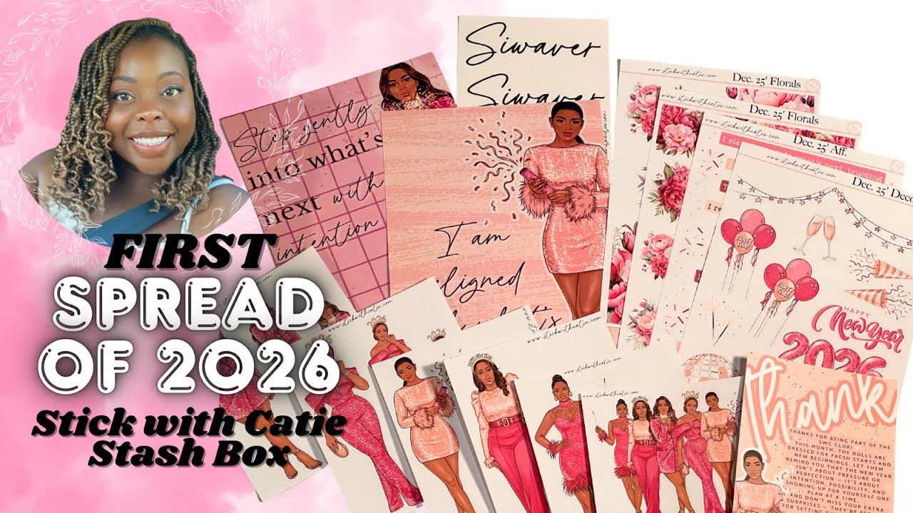 FIRST SPREAD OF 2026 PLAN WITH ME | STICK WITH CATIE SECRET STASH UNBOXING