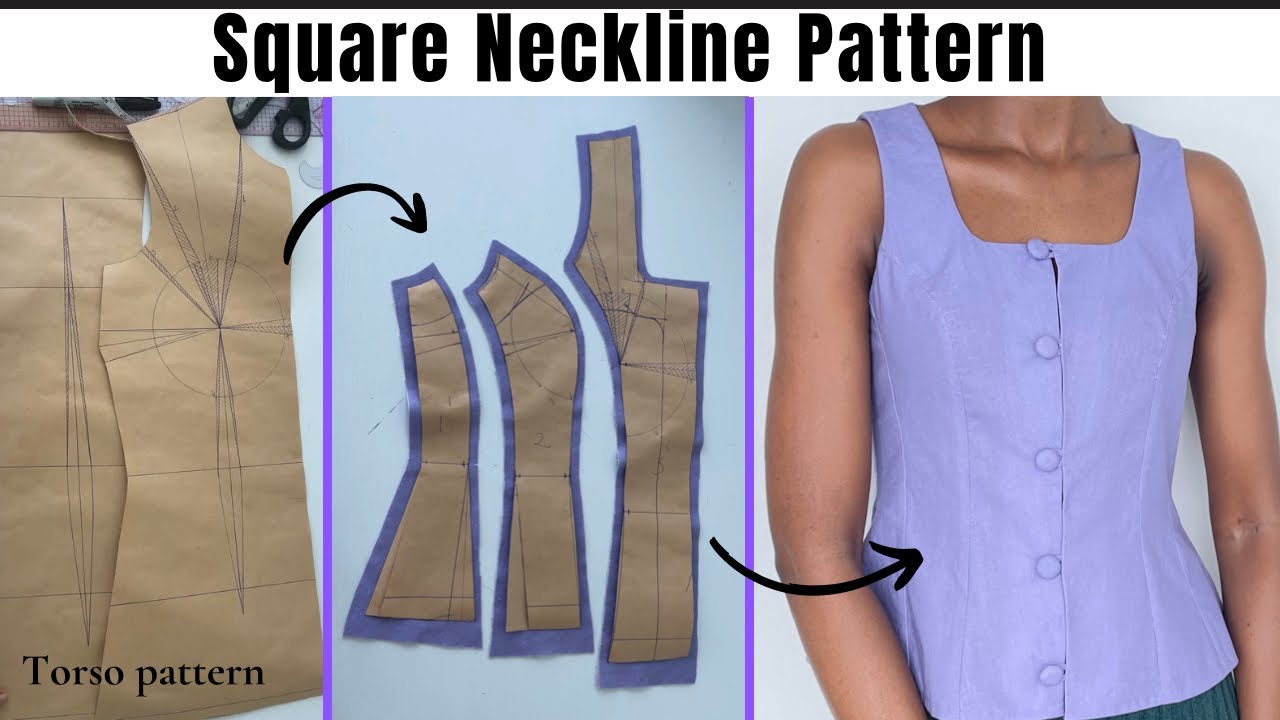 How To Design a Square Neck Top With Princess Seams | Pattern Making