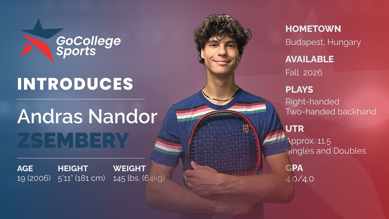 Andras Nandor Zsembery College Tennis Recruiting Video - Available Fall 2026