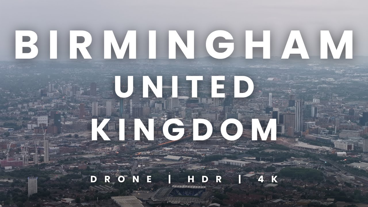 STUNNING 4K AERIAL CINEMATIC FOOTAGE OF BIRMINGHAM, UNITED KINGDOM
