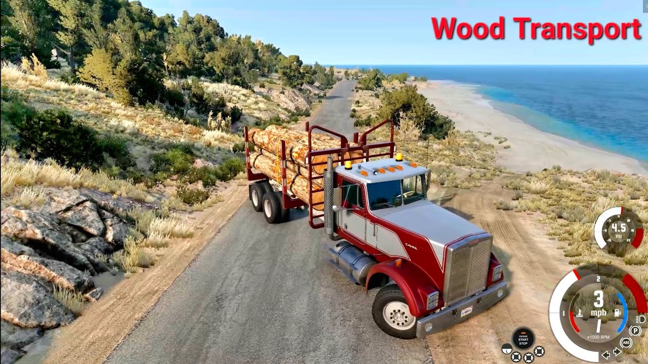 BeamNG Gameplay - Truck Transportation Woods 