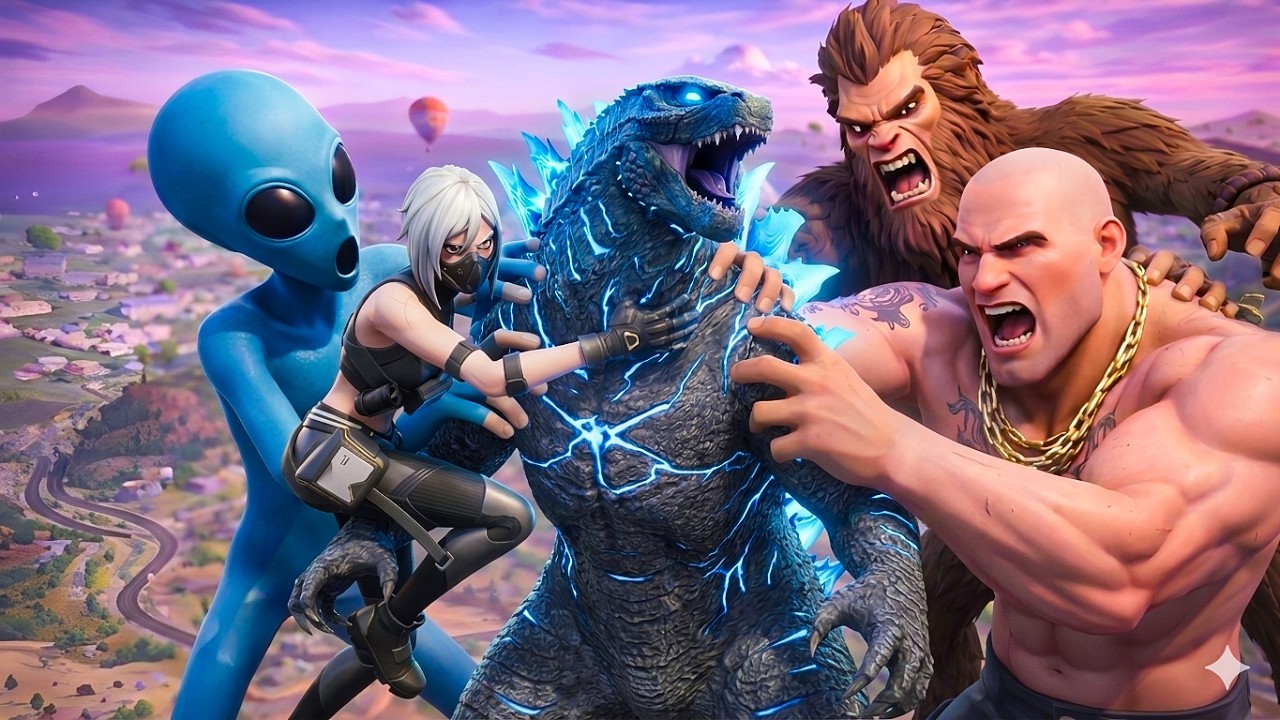 GODZILLA VS ALL BOSSES CHALLENGE IN FORTNITE! (Chapter 7 Season 1)