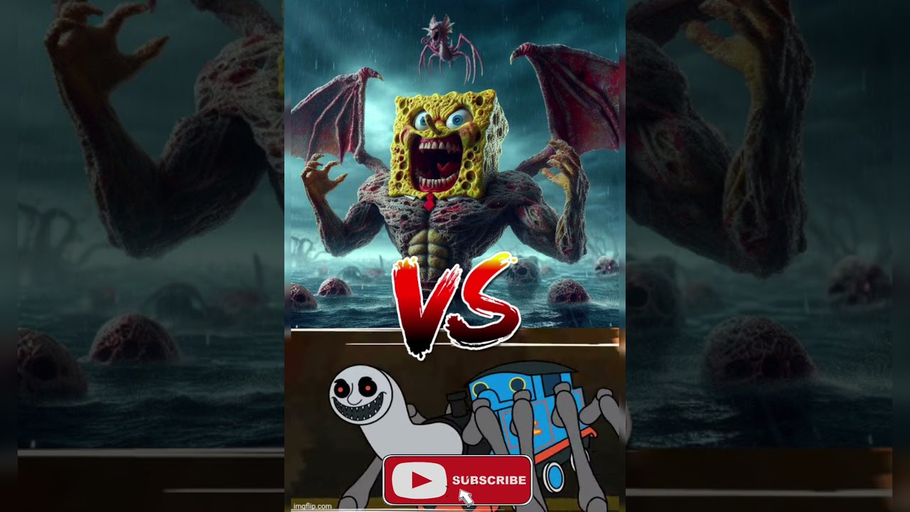 Demon Monster SpongeBob VS Thomas The Train EXE! #fight #creepy #scary #trending