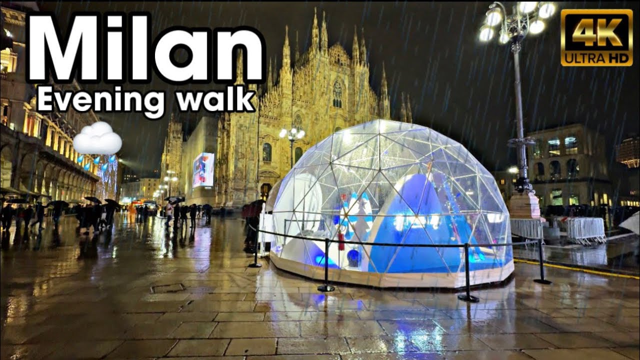 Milan Christmas Evening Walk 2025🎄 | Rainy Night at Duomo di Milano 4K/60FPS 🌧️🇮🇹