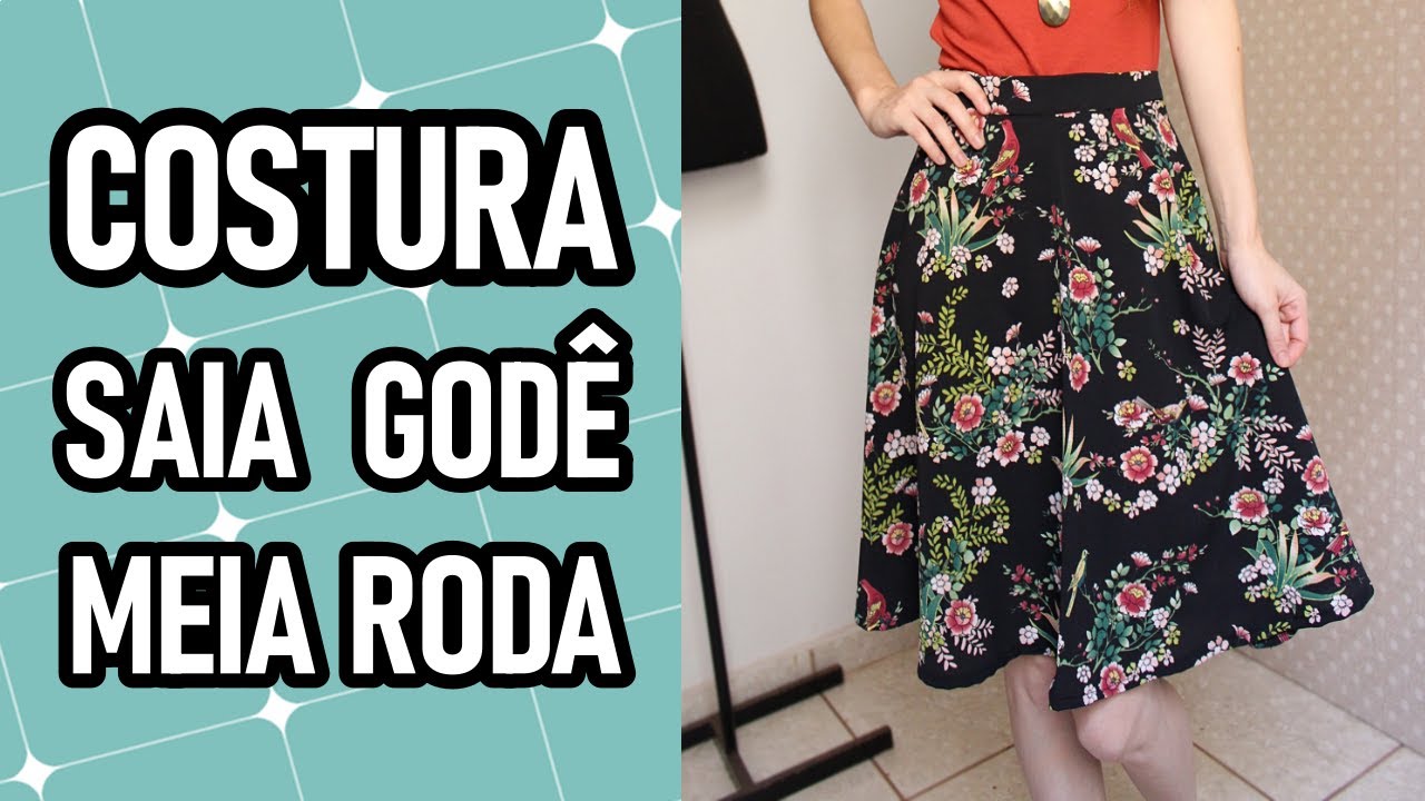 Como costurar saia meio godê/meia roda | CORTE E COSTURA
