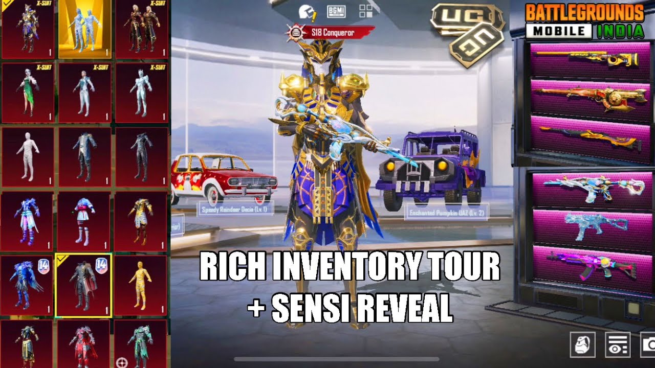 OMG !😱MY NEW BGMI INVENTORY TOUR (DETAILED)SENSI AND CONTROL CODE!!
