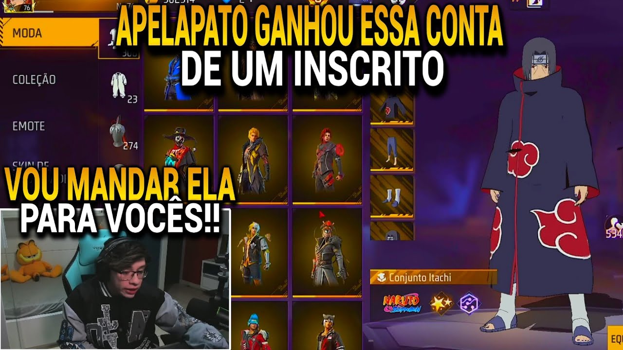 APELAPATO GANHOU UMA CONTA DE FREE FIRE GEMADA E MOSTROU TODOS OS ITENS DELA, ELE VAI DOAR!!