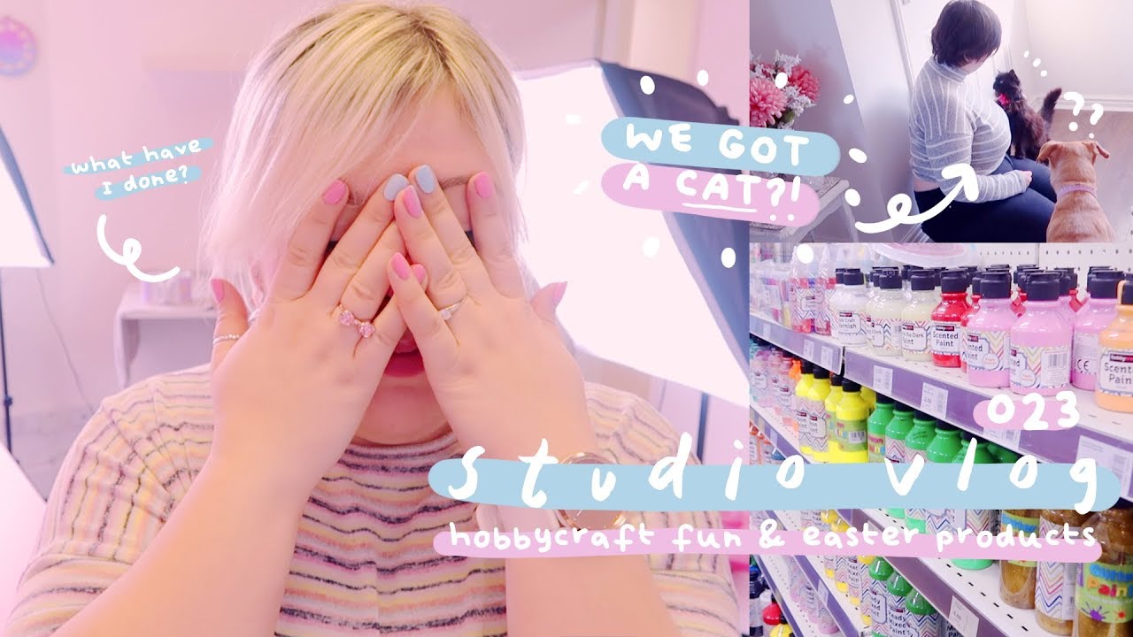 STUDIO VLOG 023 | WE GOT A CAT?! Lets go to Hobbycraft & Making Easter Products!