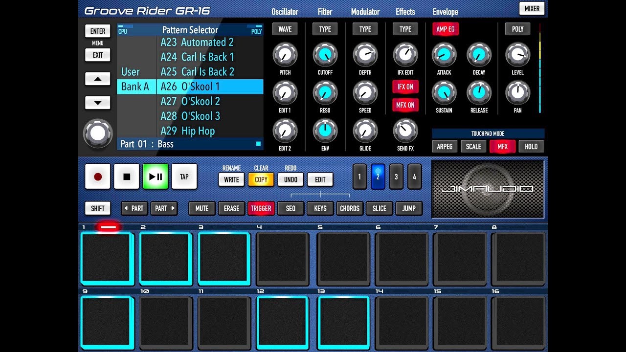 GROOVE RIDER GR-16 от Jim Audio — настройка и начало работы для iPad