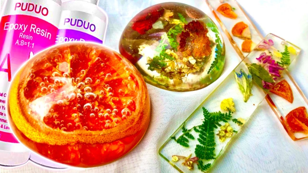 How to use Puduo Epoxy Resin and Review│Grapefruit and Mushroom in Resin Bookmarks and Spheres