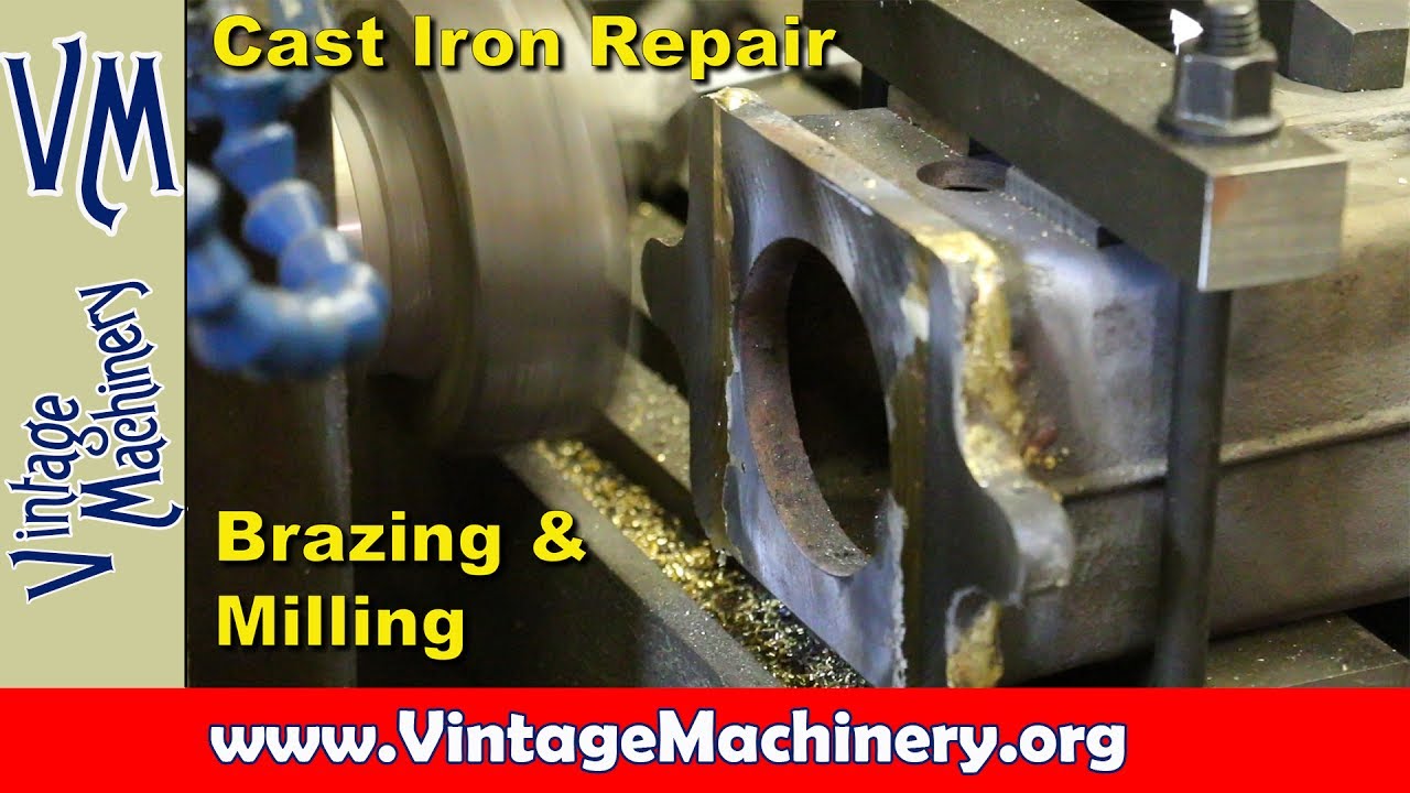 Cast Iron Delta Grinder Stand Repair - Part 2:  Brazing and Horizontal Milling