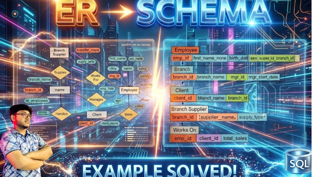 ER Diagram to Schema 🔥 | Solved Example Step-by-Step (DBMS) #sql #dbms #trending #interview #viral