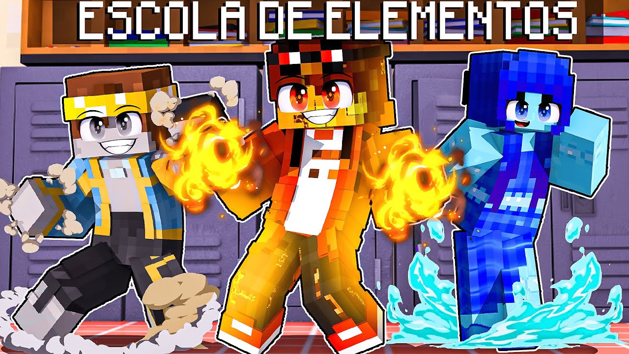 Meu PRIMEIRO DIA na ESCOLA de ELEMENTAIS no Minecraft!