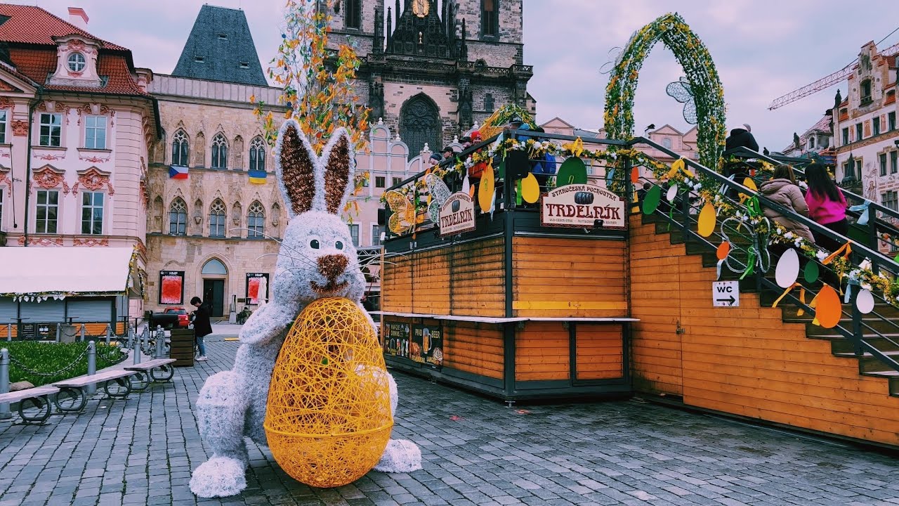 SPRING IN PRAGUE - Easter Walk 🐣 4K - Walking in Old Town - Virtual Tour - Relaxing Ambience ASMR
