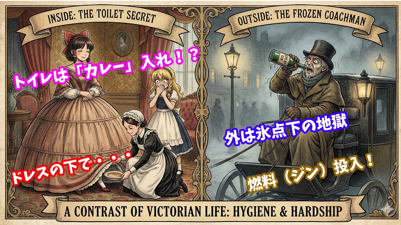 7話 【英国の闇】舞踏会のトイレは「カレー入れ」！？ ドレスの下の衝撃的な秘密と、極寒の「飲酒運転」地獄【ヴィクトリア朝・歴史解説】