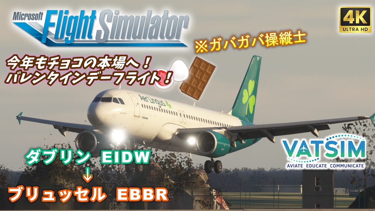 チョコの本場ベルギーへ！🍫| エアリンガス ダブリン→ブリュッセル A320 (Fenix)  『ヨーロッパ旅行記 in バーチャル』第28章【 MSFS2020 / VATSIM 】