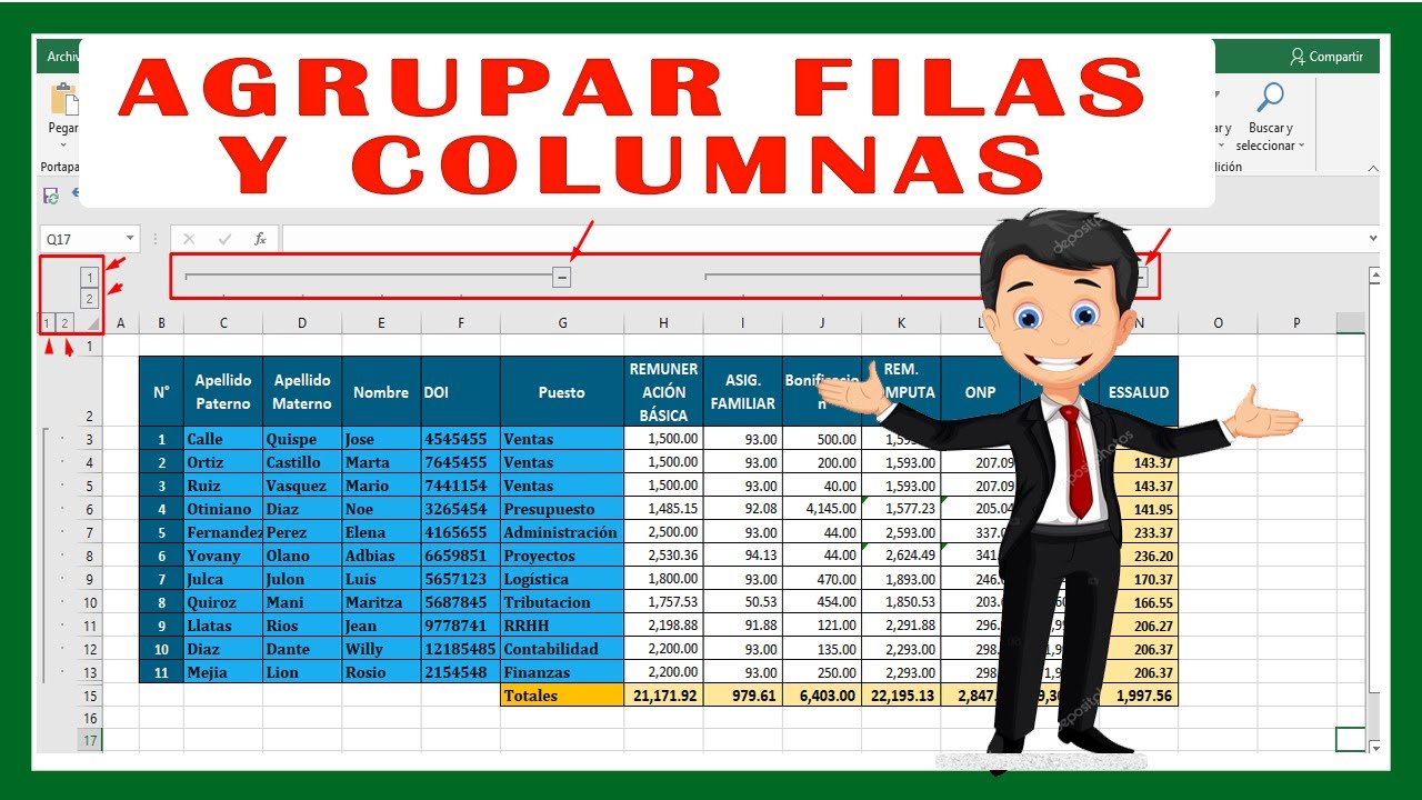 Como agrupar filas y columnas en Excel - F&aacute;cil