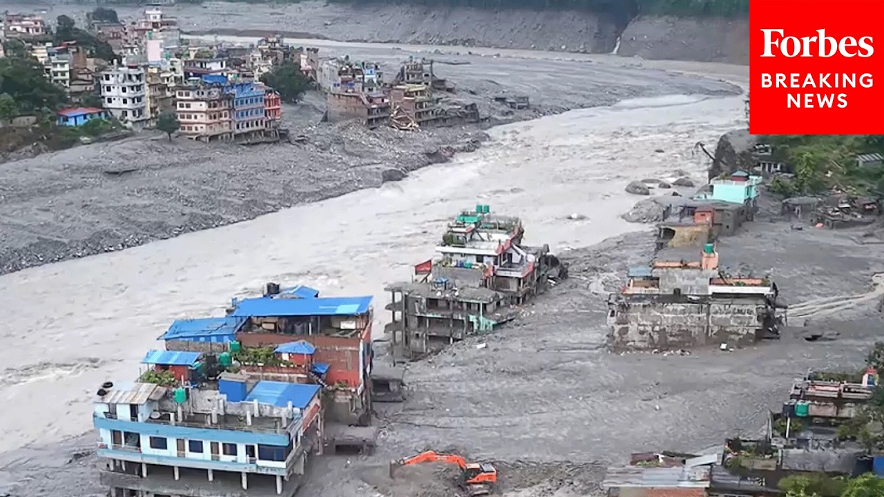Drone Footage Captures Extensive Damage After Major Flash Floods In Rasuwa, Nepal