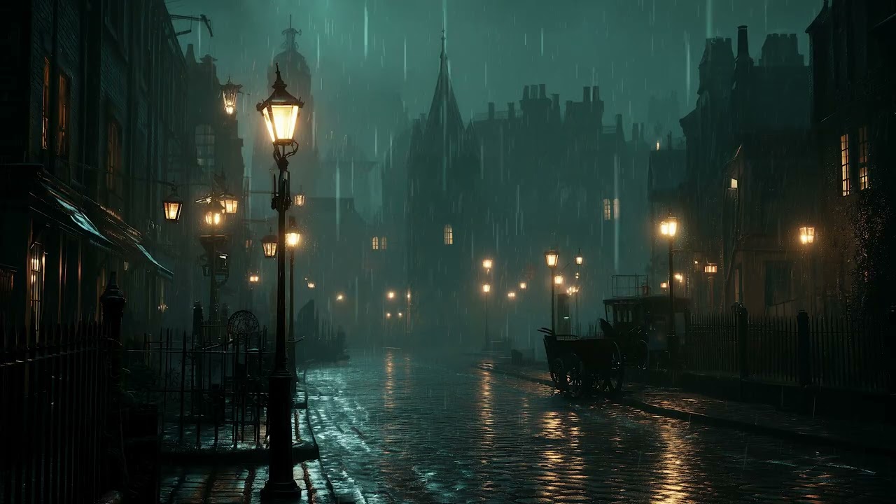 A Dark Rainy Night in Victorian London – Melancholic Dark Academia Ambience