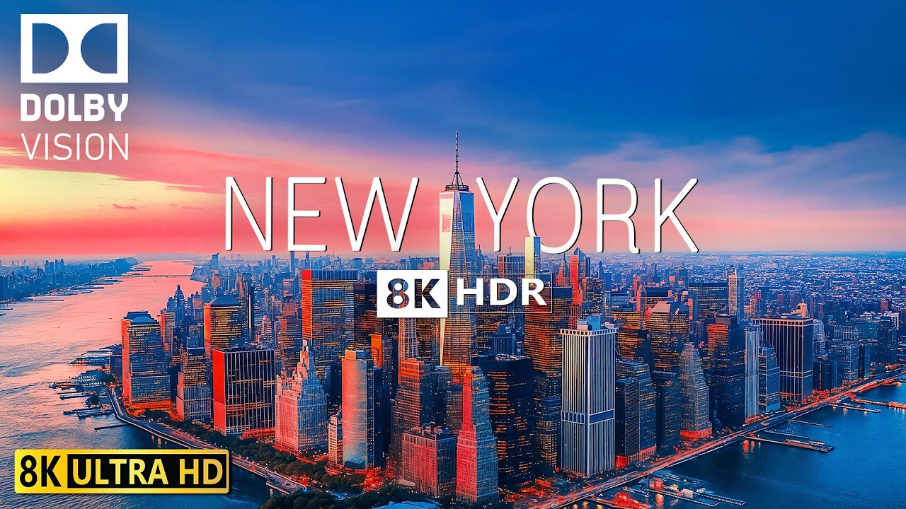 НЬЮ-ЙОРК ВИДЕО 8K HDR 60 кадров в секунду DOLBY VISION С МЯГКОЙ ФОРТЕПИАННОЙ МУЗЫКОЙ