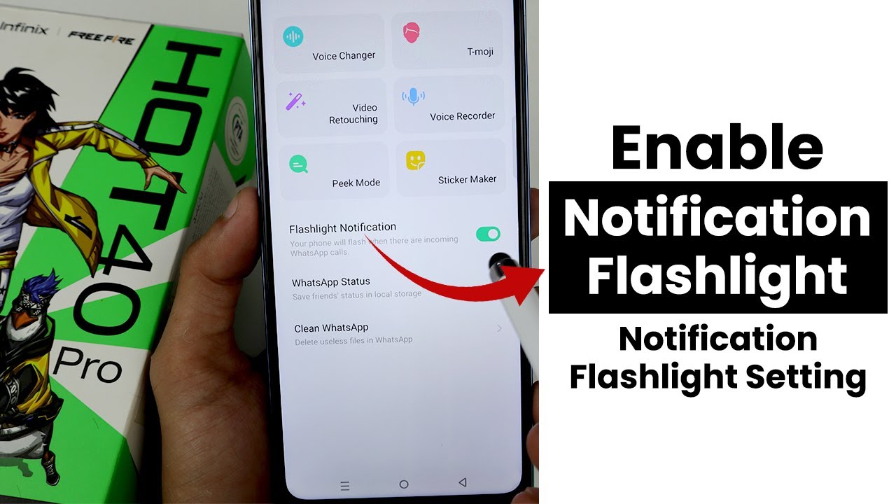 Enable Infinix Hot 40 Pro Notification Flashlight | Notification Flashlight Setting