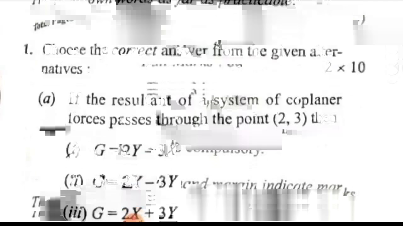 VBU DSE 4 Mechanics questions paper, session 17-20 mathematics