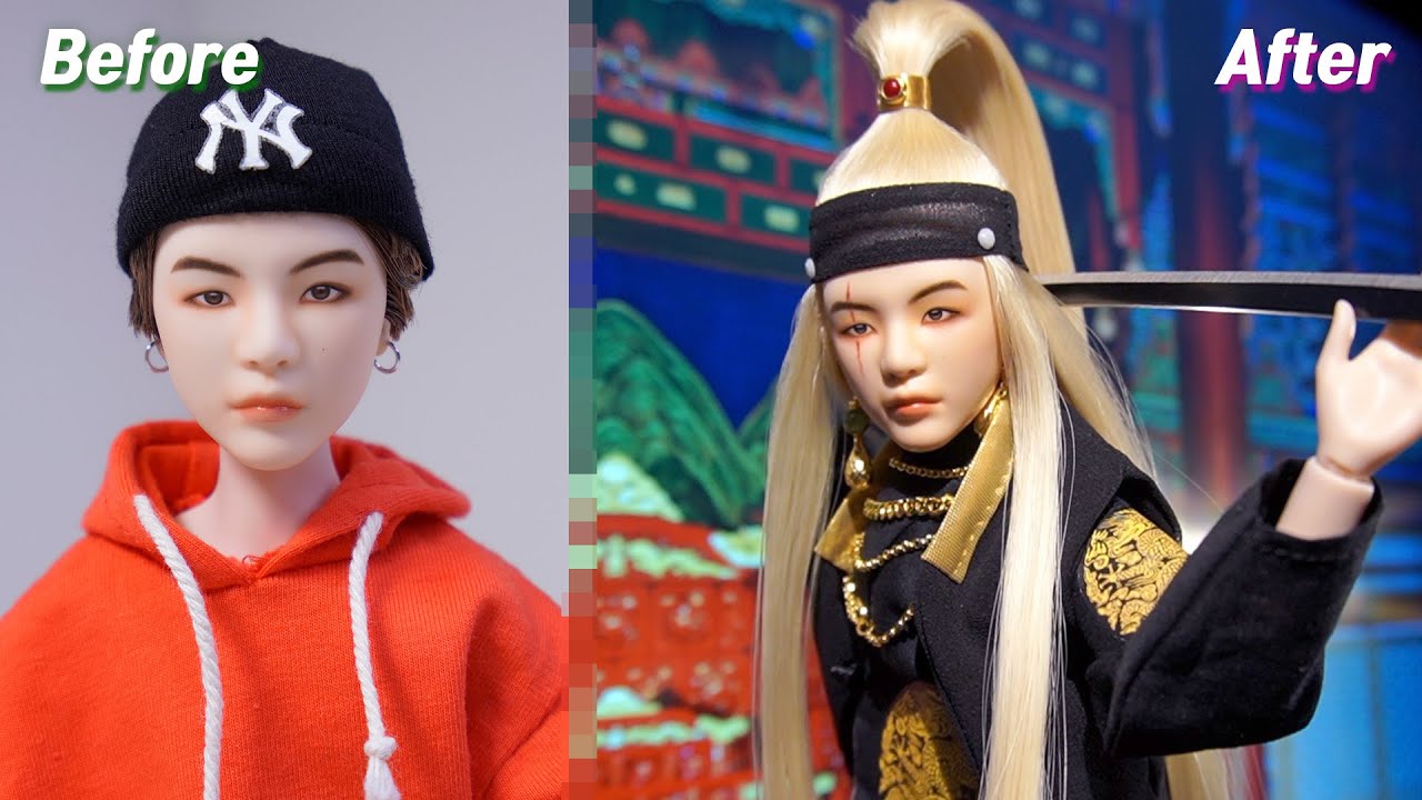 BTS Suga x Mattel Dolls Repaint: Blonde King Agust D from Daechwita MV /방탄소년단 마텔 Barbie 인형 대취타 리페인팅