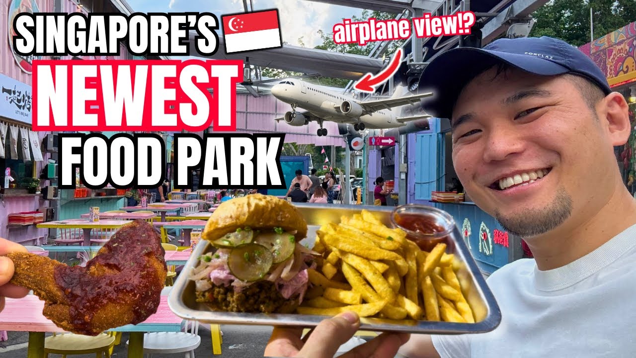 I Visit Singapore&rsquo;s NEWEST Food Park (airplane view!)