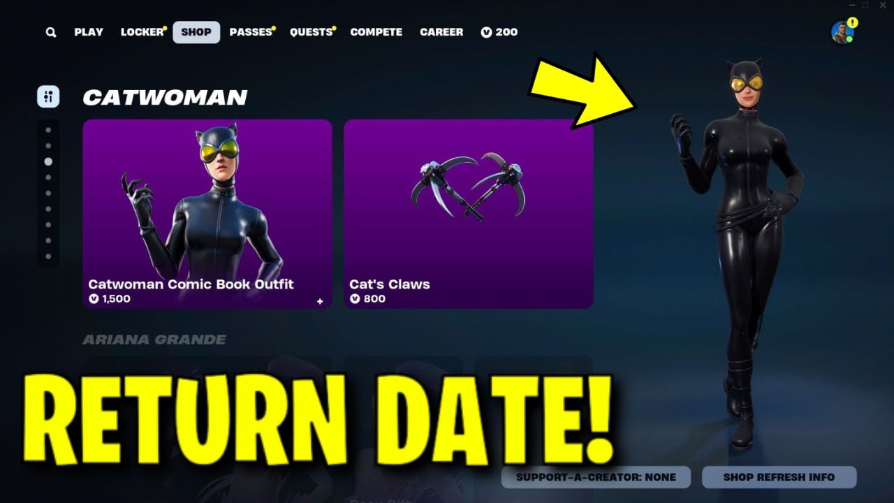 CATWOMAN COMIC BOOK OUTFIT RETURN RELEASE DATE in FORTNITE ITEM SHOP! (Catwoman Skin RETURNING)