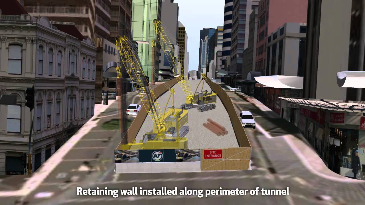 City Rail Link - Albert St cut and cover construction process